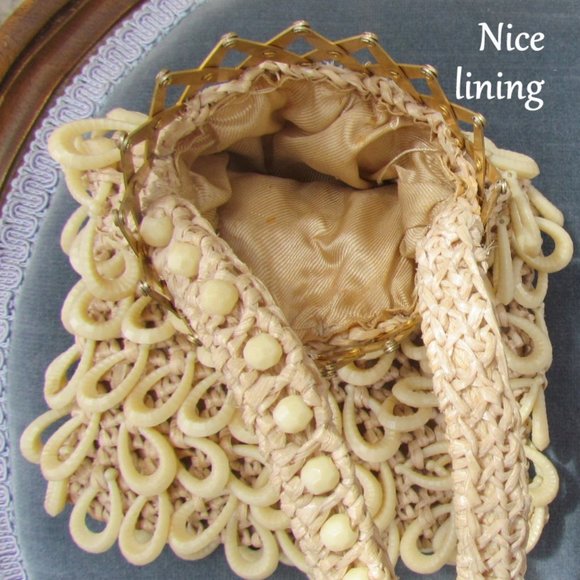 ROARING 20s BAG, 1920s ANTIQUE FLAPPER PURSE, UNIQUE OPENING, EXCELLENT VINTAGE - Picture 8 of 8